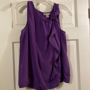Loft purple top with side ruffle
